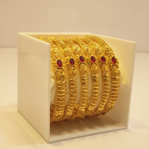 6-Piece Red-Stone Bangle Set