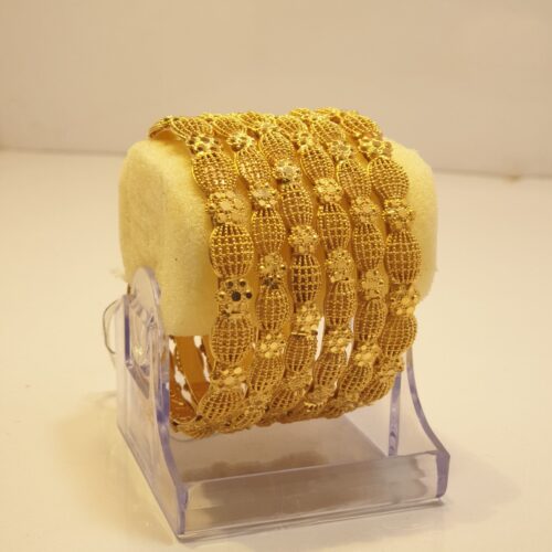 6-Piece Flower Design Gold-Plated Bangles